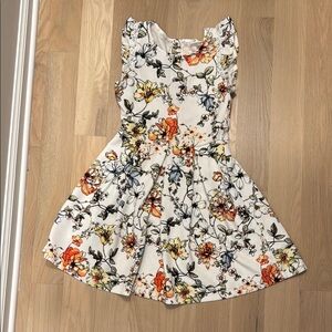 Floral Kids Dress - White with Orange and Yellow Accents